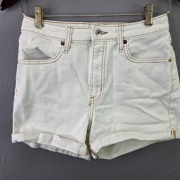 wild fable Pants - Wild Fable Highest Rise Denim Shorts Womens 4/27R White Cuffed Contrast Stitch